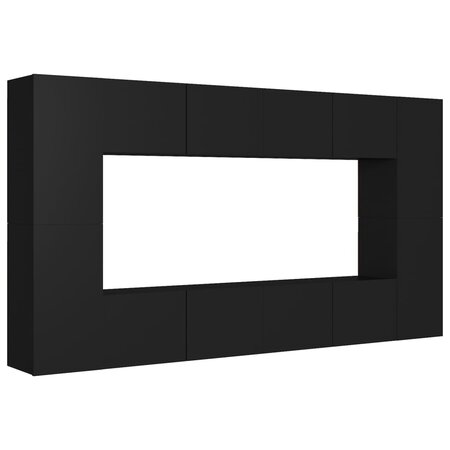 vidaXL Ensemble de meubles TV 8 Pièces Noir Aggloméré