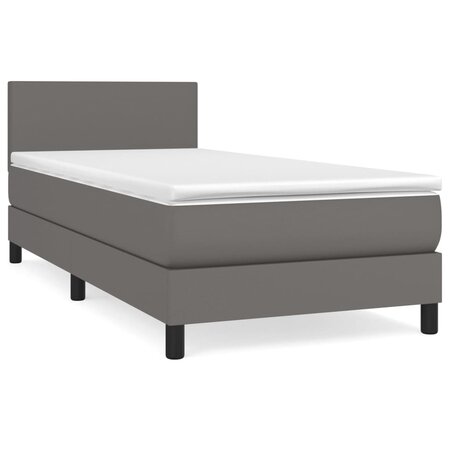 vidaXL Lit à sommier tapissier avec matelas Gris 100x200 cm Similicuir
