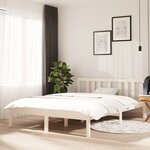 vidaXL Cadre de lit Blanc Bois massif 135x190 cm Double