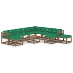 vidaXL Salon de jardin 12 Pièces avec coussins Vert
