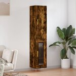 vidaXL Buffet haut Chêne fumé 34 5x34x180 cm Bois d'ingénierie
