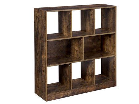 Bibliothèque en bois avec cubes ouverts et étagères - 86 x 28 x 94.5 cm - marron rustique