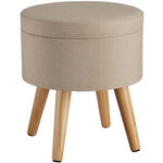 Tectake Tabouret avec coffre de rangement aspect lin YUMI - sable