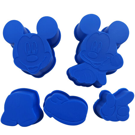 5 petits moules souples mickey modele bleu