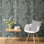 DUTCH WALLCOVERINGS Papier peint Bois de rebut Gris-bleu