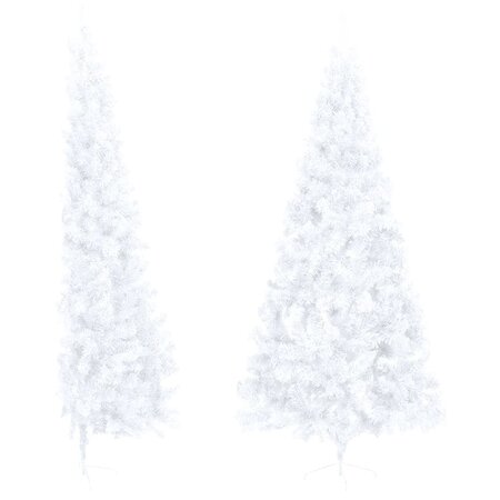 vidaXL Sapin de Noël artificiel moitié avec support blanc 240 cm PVC