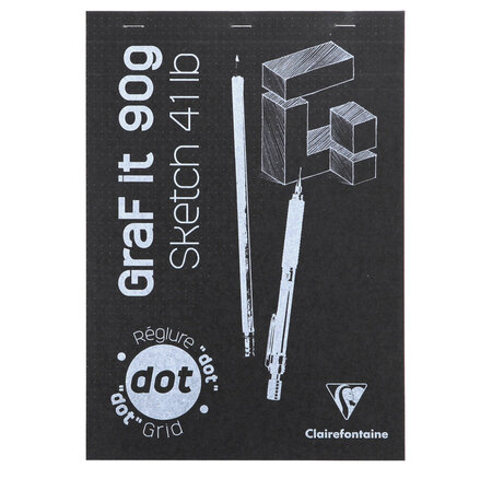 Bloc encollé graf it dot a4 80f 90g blanc couverture coloris aléatoire clairefontaine