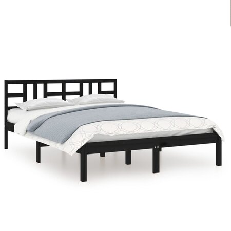 vidaXL Cadre de lit Noir Bois massif 140x200 cm
