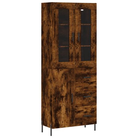 vidaXL Buffet haut Chêne fumé 69 5x34x180 cm Bois d'ingénierie