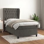 vidaXL Lit à sommier tapissier avec matelas Gris foncé 100x200 cm