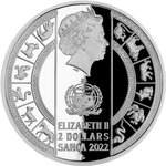 Pièce de monnaie en Argent 2 Dollars g 31.1 (1 oz) Millésime 2022 Crystal Coin YEAR OF TIGER