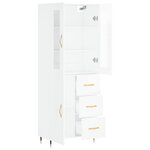 vidaXL Buffet haut Blanc brillant 69 5x34x180 cm Bois d'ingénierie