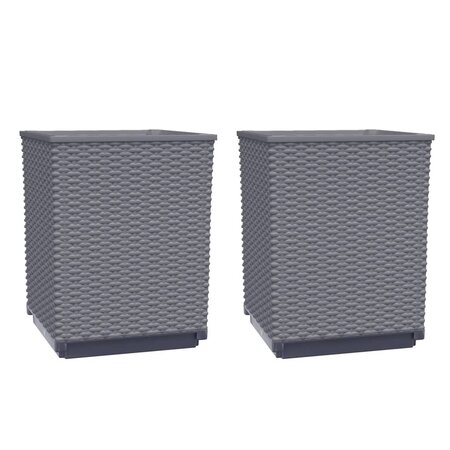 vidaXL Jardinières 2 Pièces gris foncé 30x30x37 cm polypropylène