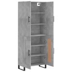 vidaXL Buffet haut Gris béton 69 5x34x180 cm Bois d'ingénierie