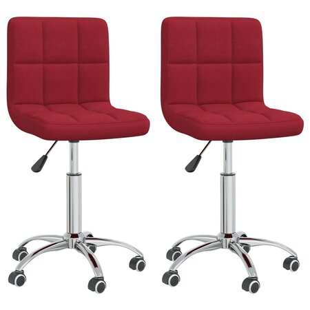 vidaXL Chaises pivotantes à manger lot de 2 Rouge bordeaux Tissu