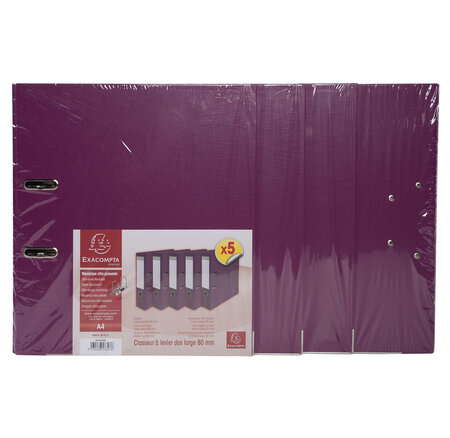 Lot De 5 Classeurs À Levier - Dos De 80mm - Mécanique Prem'touch - Format À Classer A4 - Extérieur En Polypropylène / Intérieur En P Olypropylène - X 2 - Exacompta