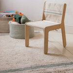 Tapis lavable beige avec rayures bleues 140 x 200 cm