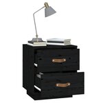 vidaXL Table de chevet Noir 40x34x45 cm Bois de pin massif