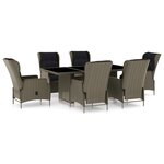 vidaXL Mobilier à dîner jardin 7 Pièces et coussins Résine tressée Marron