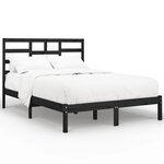 vidaXL Cadre de lit Noir Bois massif 140x190 cm