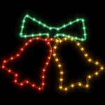 vidaXL Figurines de cloches de Noël avec 72 LED 2 Pièces 50x56 cm