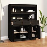 vidaXL Buffet haut Noir 89x40x116 5 cm Bois massif de pin
