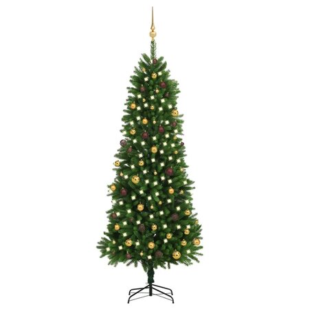 vidaXL Arbre de Noël artificiel pré-éclairé et boules 240 cm vert