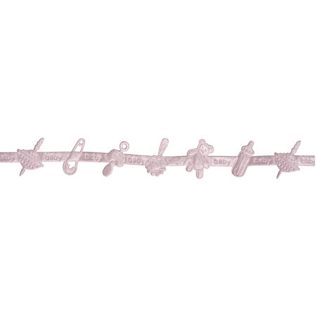 Ruban satin Motifs naissance Rose 4 mètres