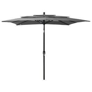vidaXL Parasol à 3 niveaux avec mât en aluminium Anthracite 2 5x2 5 m