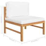 vidaXL Salon de jardin 8 Pièces avec coussins crème Bois de teck solide