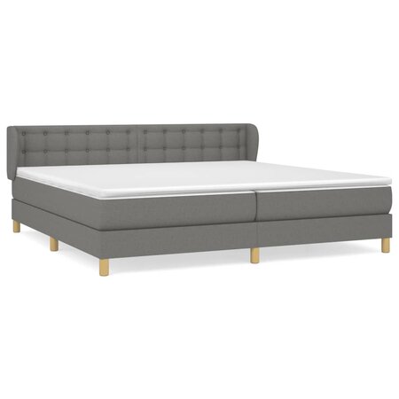 vidaXL Lit à sommier tapissier avec matelas Gris foncé 200x200cm Tissu