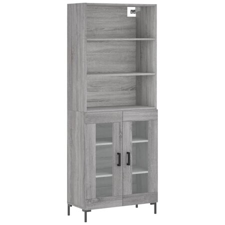 vidaXL Buffet haut Sonoma gris 69 5x34x180 cm Bois d'ingénierie