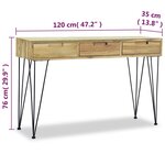vidaXL Table console 120 x 35 x 76 cm Teck massif