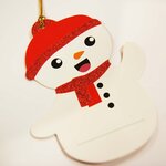6 étiquettes cadeaux - Bonhommes de neige à paillettes