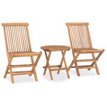 vidaXL Mobilier à dîner d'extérieur pliable 3 Pièces Bois solide de teck