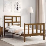 vidaXL Cadre de lit avec tête de lit marron miel simple bois massif