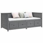 vidaXL Lit de jour Gris 100x200 cm Bois de pin massif