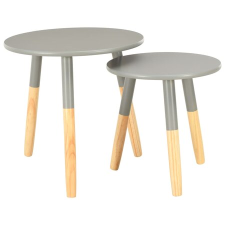vidaXL Tables d'appoint 2 Pièces Gris Pin massif