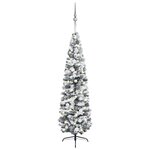 vidaXL Sapin de Noël artificiel mince pré-éclairé et boules vert 180cm