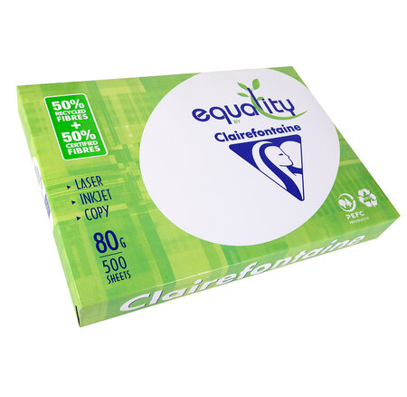 Ramette 500 Feuilles Papier 80g A3 420x297 mm Certifié PEFC 50% Recyclé Blanc EQUALITY