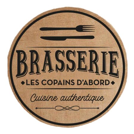 Set de table rond en toile de jute - les copains d'abord