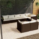 vidaXL Salon de jardin 8 Pièces avec coussins Marron Résine tressée