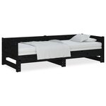 vidaXL Lit coulissant Noir Bois de pin solide 2x(90x200) cm