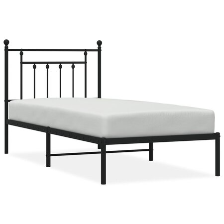 vidaXL Cadre de lit métal avec tête de lit noir 90x200 cm