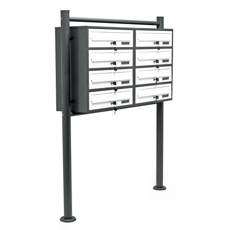 Bloc 8 boites lettres pied support anthracite/blanc
