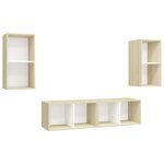 vidaXL Meubles TV muraux 4 Pièces Blanc et chêne sonoma Aggloméré