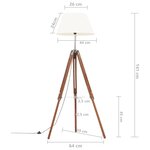 vidaXL Lampadaire à trépied Marron miel et blanc Bois de teck 141 cm
