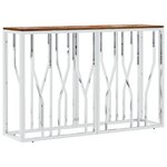 vidaXL Table console argenté acier inoxydable/bois massif récupération