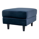 Pouf en velours bleu foncé avec pieds en bois noir