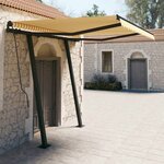 vidaXL Auvent manuel rétractable avec poteaux 3x2 5 m Jaune et blanc